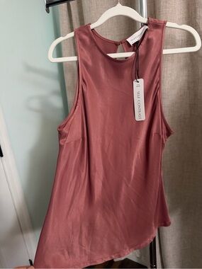 SELF CONTRAST Satin Tank Top in Dusty Rose